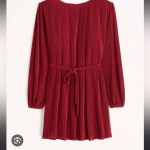 Abercrombie Long Sleeve Satin Plisse Mini Dress